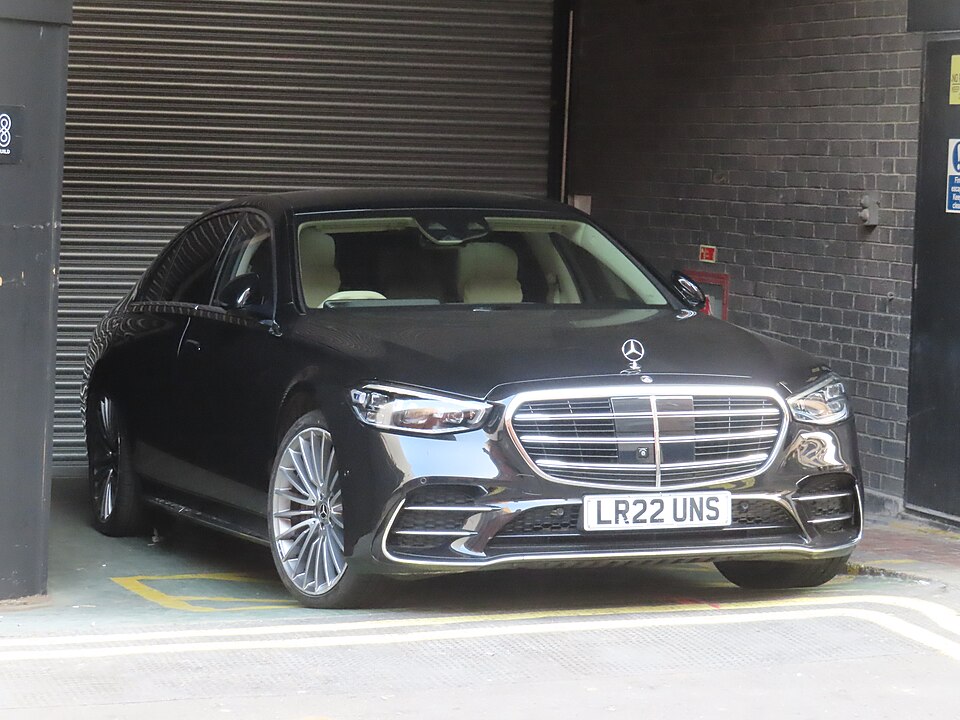 A black Mercedes-Benz S-Class