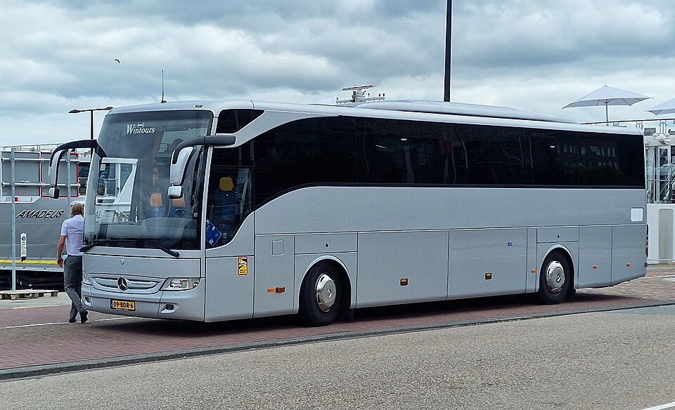 A full-size Mercedes-Benz coach